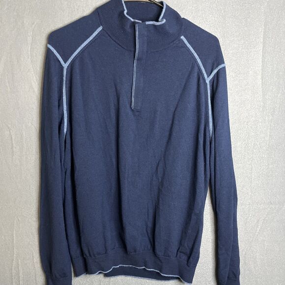 Tommy Bahama Men's Extra Fine Merino Wool 1/4 Zip Pullover Sweater‎ Large L Prep - Picture 1 of 8